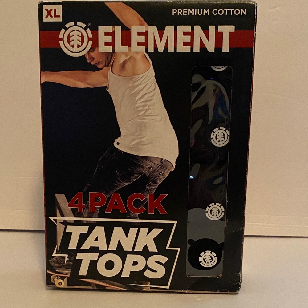 Element Premium Cotton Black Tank Tops 4-Pack
